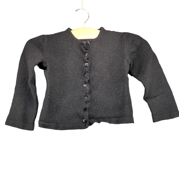Gio Villani Girls Cardigan Sweater Black Large Long Sleeve Merino Wool Italy - Picture 1 of 11